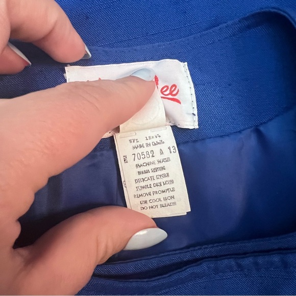 Vintage Henry Lee Petites Royal Blue Peplum Blazer Jacket Asymmetrical Size 14 - Picture 8 of 8